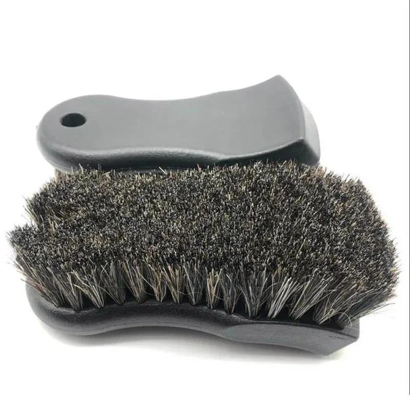 Horsehair Leather Textile Cleaning Brush for Car Interior Furniture Apparel Bag Shine Polishing Brush Auto Wash