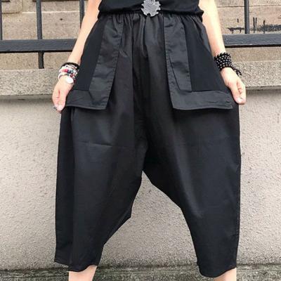 Women's Summer Loose Slimming Casual Drop-Crotch Pants Korean Style Plus Size Straight Thin Versatile Wide-Leg Seven-Point Trousers