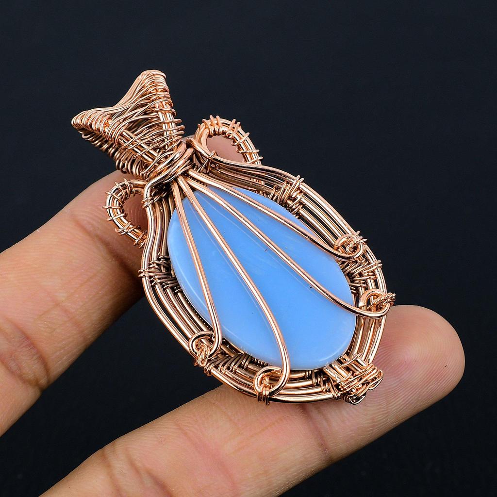 Smithsonite 999 Copper Wire Wrapped Pendant Handmade Gemstone Jewelry, Gifts For Wife Brand New Pendant
