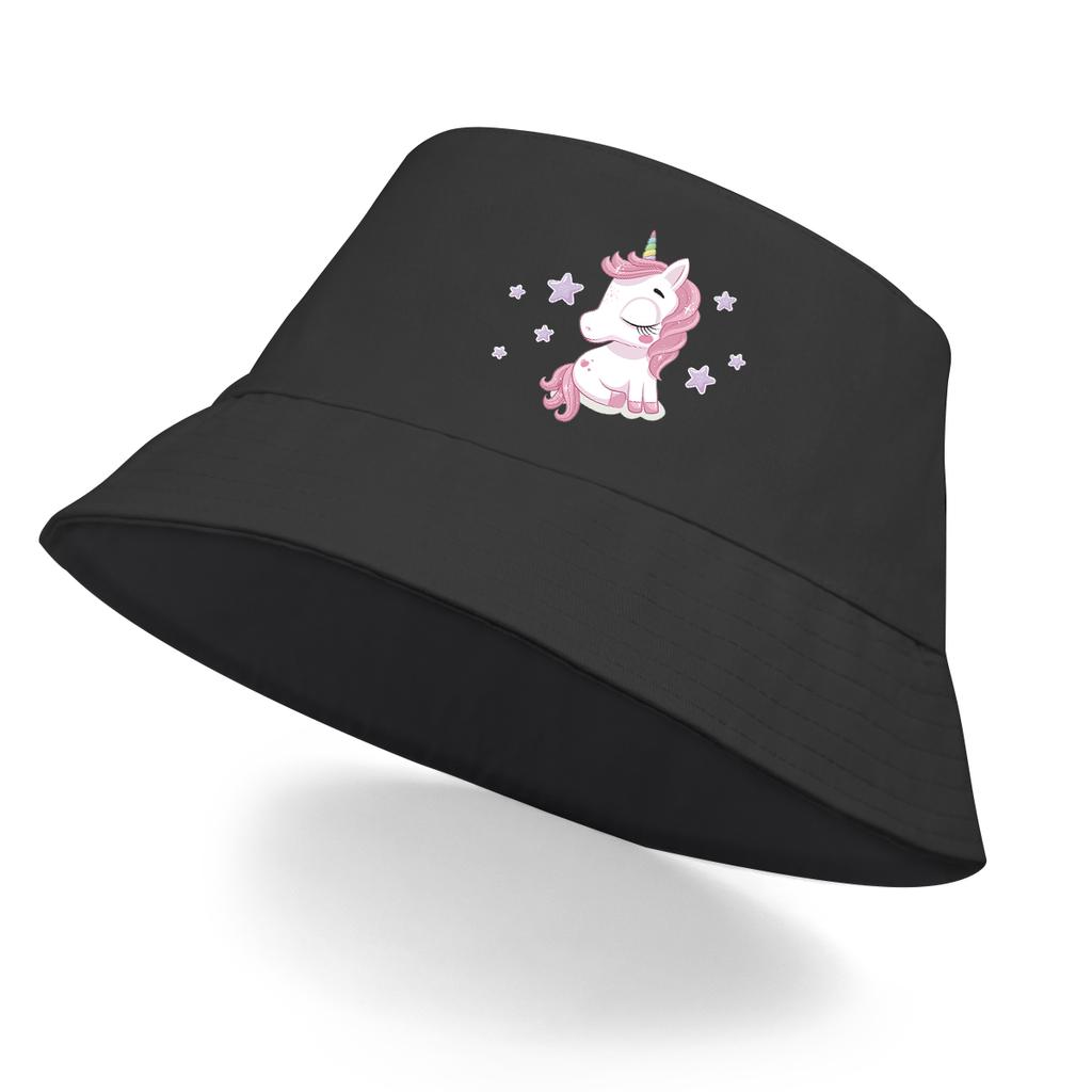 1 pcs Lovely Unicorn Print Bucket Hat Solid Color Polyester Hat Man Suns-Protect Hats For Women Ideal Choice For Hiking