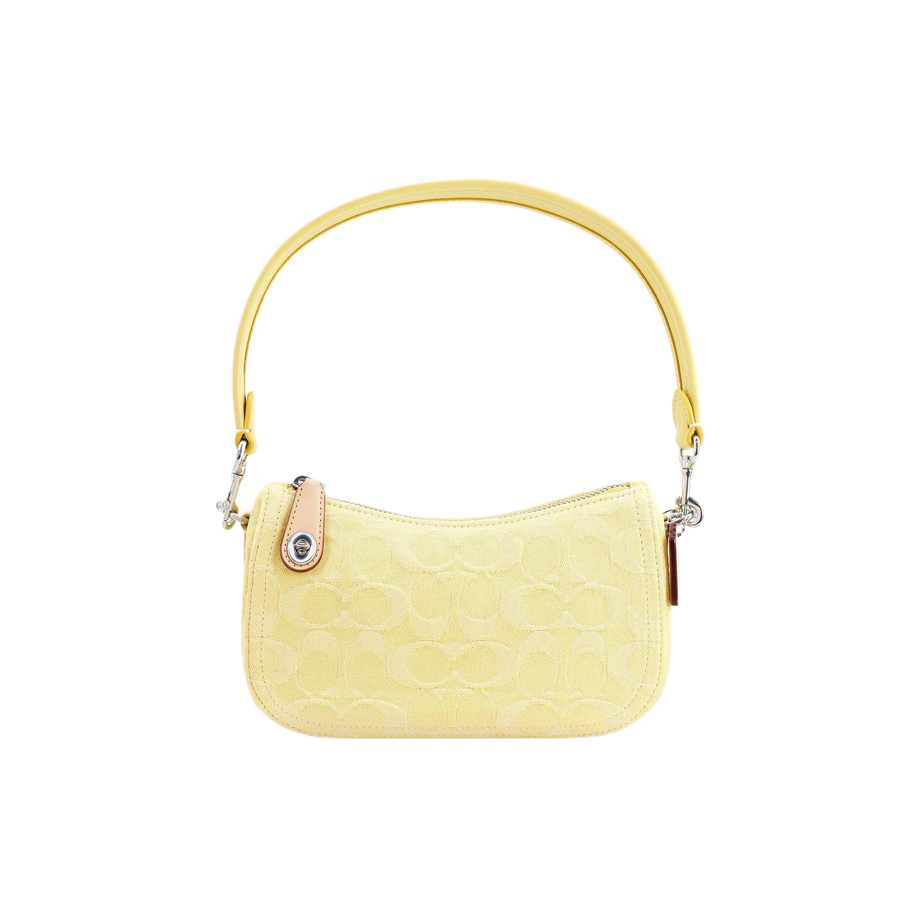 

Новая сумка-полумесяц COACH Swinger из денима с кожей, Сумка, Сумка на плечо Женская Желтая CJ939-LHPWE 20.1*6.1*11.9CM