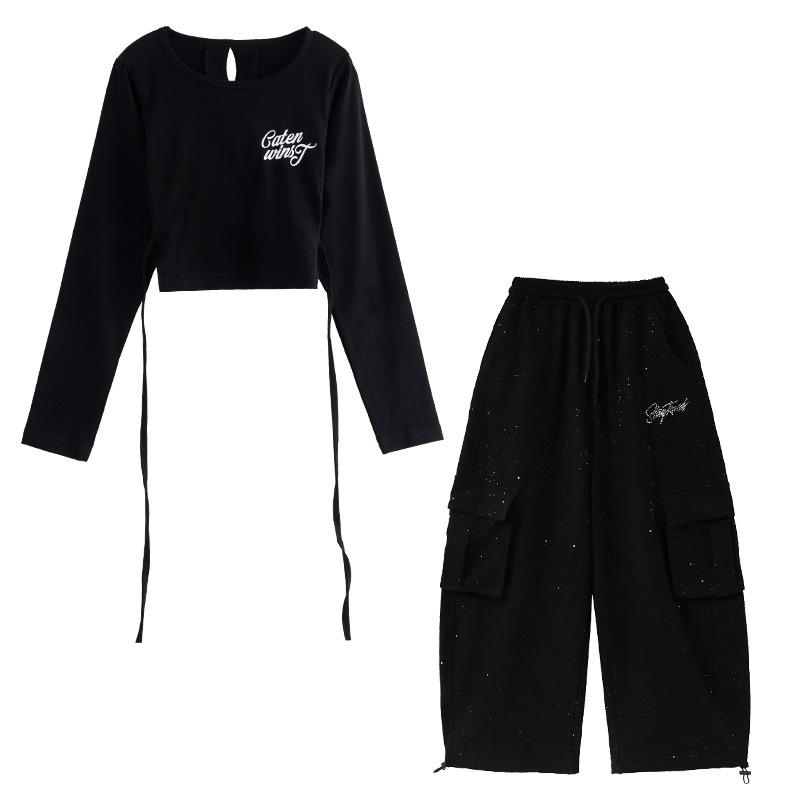 Children's jazz, jazz dance costumes, girls' performance costumes, autumn trendy and trendy navel dance performance clothes