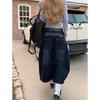 Niebieskie damskie jeansy z wysokim stanem, vintage design, hip hop, proste, luźne, jeansowe spodnie Street Y2K w amerykańskim stylu, szerokie nogawki