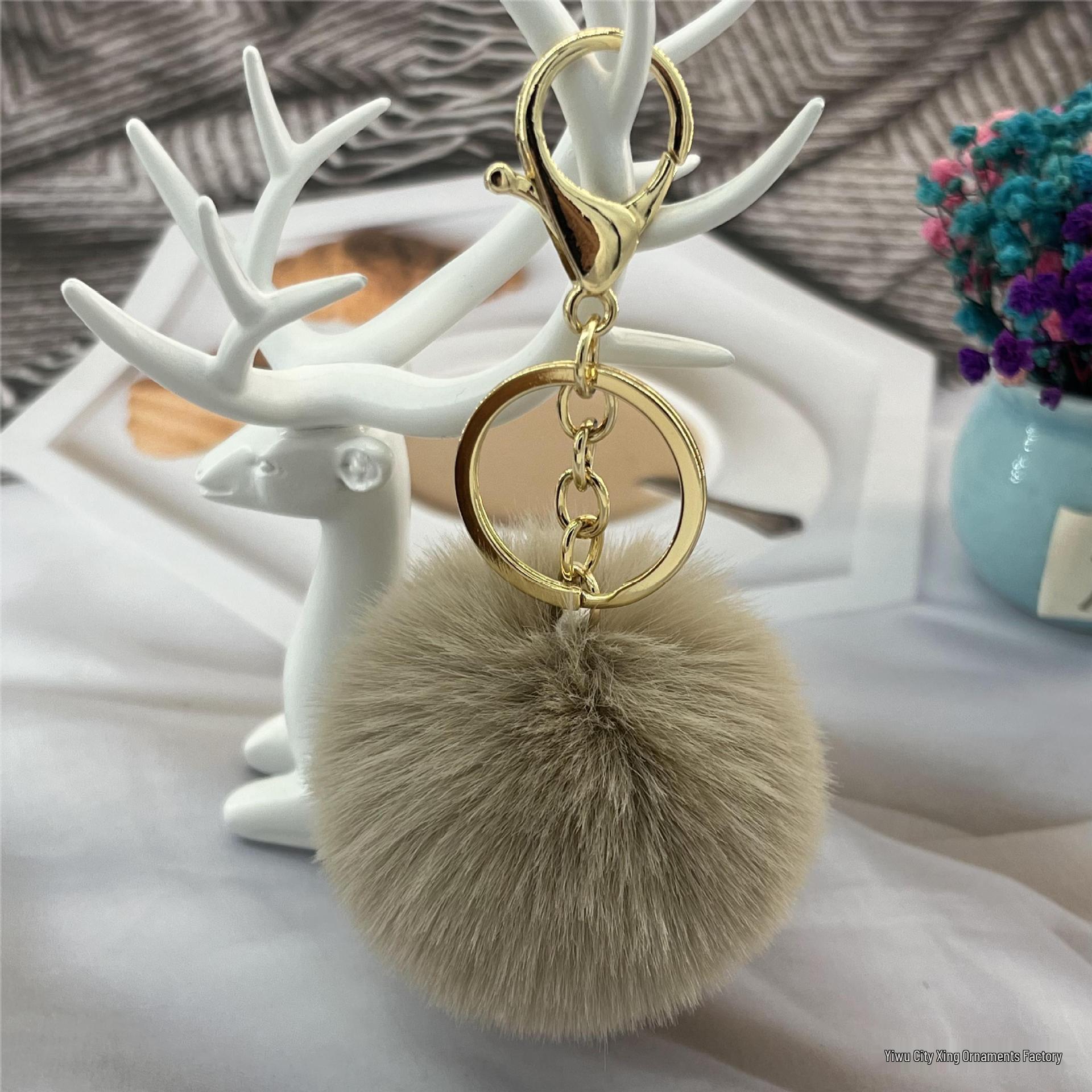 

Faux Mink Rabbit Fur Ball Pendant - 6cm Women s Bag Charm Keychain Shoe Hat Accessory. Elastic Band