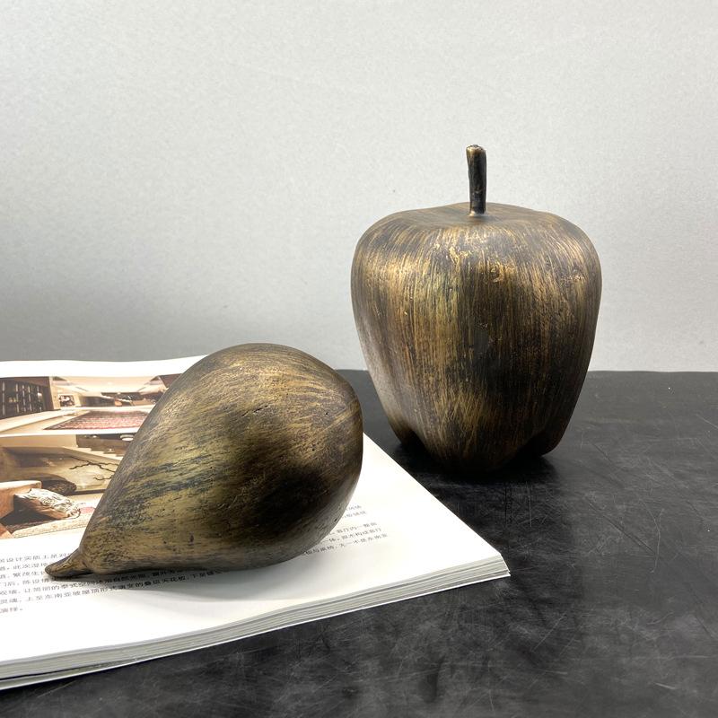 Kunstharz Kupferfarbene Früchte, Birnen, Äpfel, Weiche Einrichtung, Musterzimmer, Blumengefäße, Esstische, Arbeitszimmer, Passende Requisiten und Ornamente