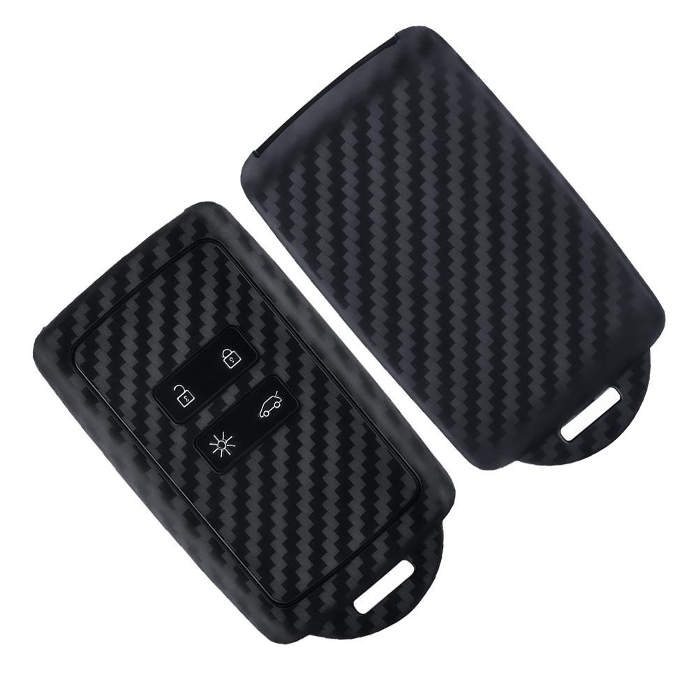 Silicone Carbon Car Key Case Cover For Renault Koleos Kadjar Captur Megane Talisman Espace Clio Zoe Scenic Arkana Dacia Sandero