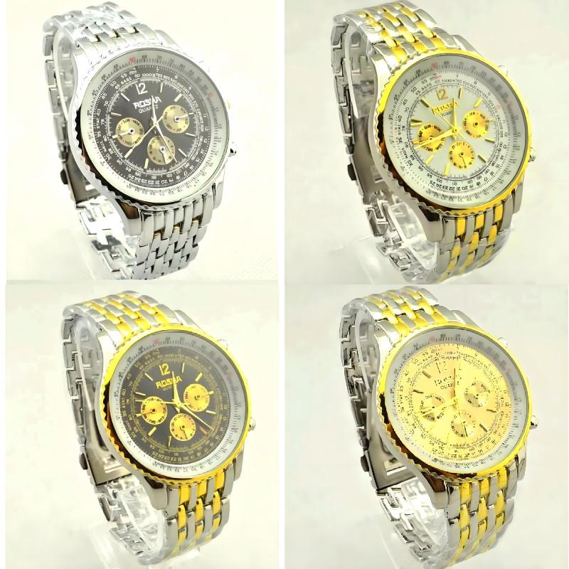Men Business Quartz Watch Stainless Steel Case Rubber Strap Formal Wear Casual