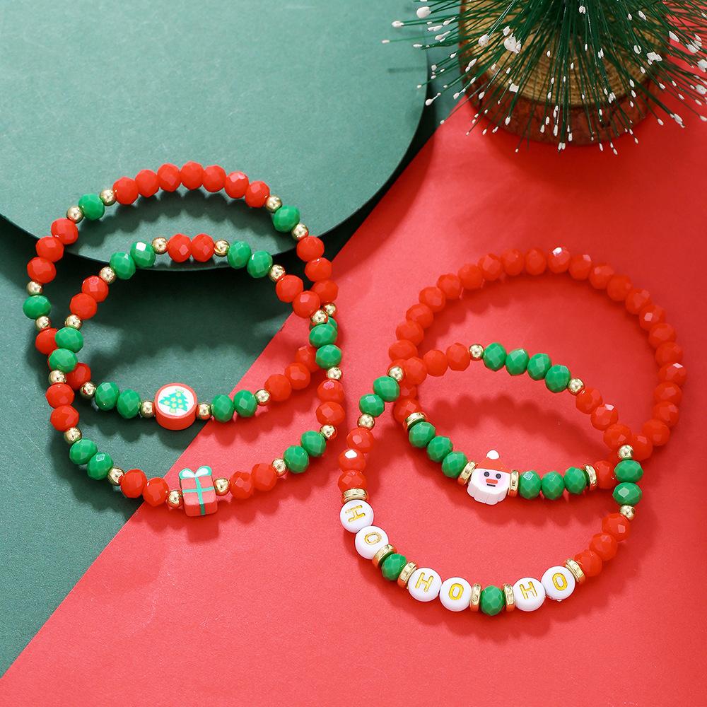 Christmas Bracelet Set Holiday Ornaments Snowman Santa Bracelet