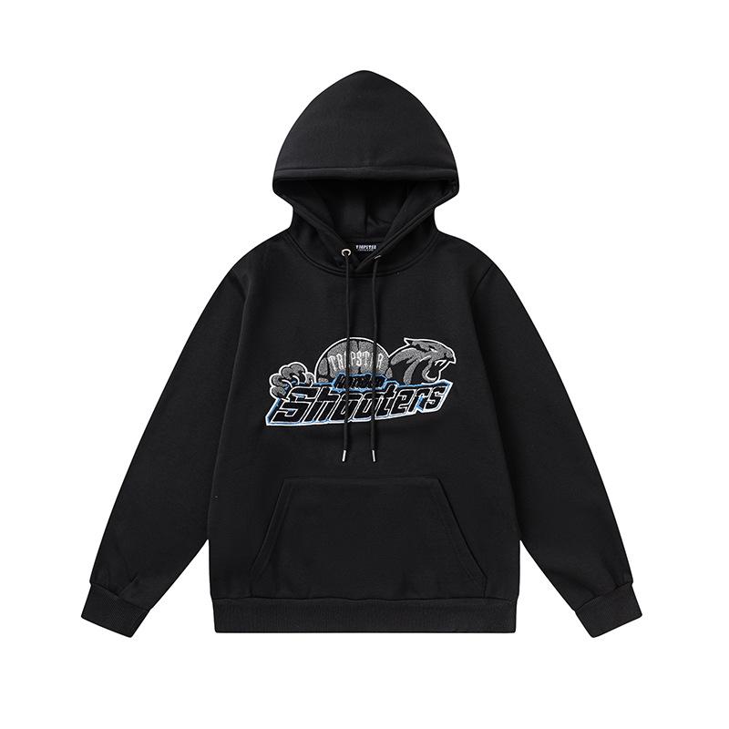 Trapstar towel embroidered letters fleece-lined zipper jacket, hooded sweatshirt pants, couple set