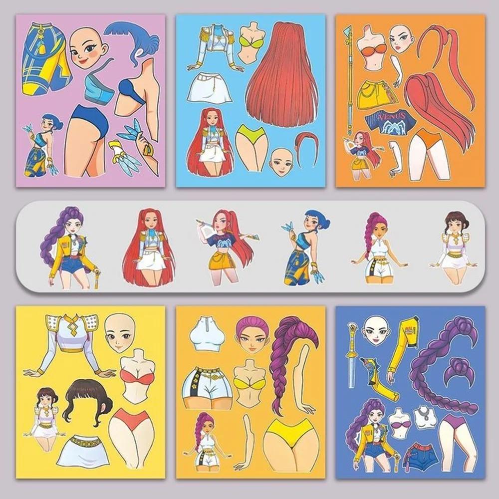 * 6/18Sheets Funny Kpop Demon Hunters Cartoon Puzzle Sticker DIY Phone Laptop Luggage Graffiti Decals Fun for Kid Gift S S/@