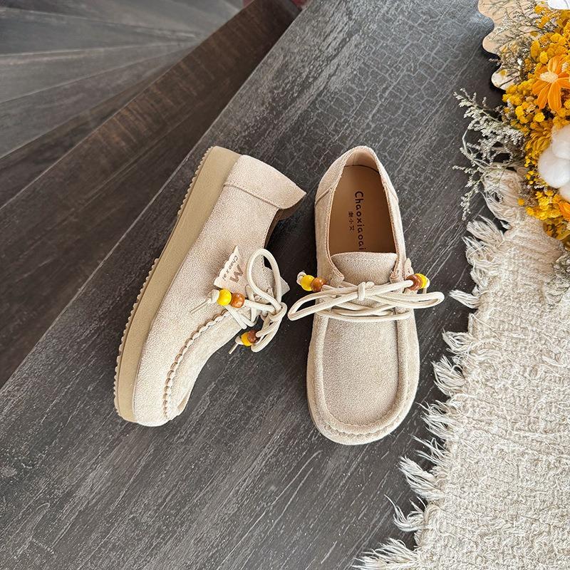 Women's Shoes Autumn New Retro Casual Kangaroo Shoes Platform Heightening Women's Single Shoes Women