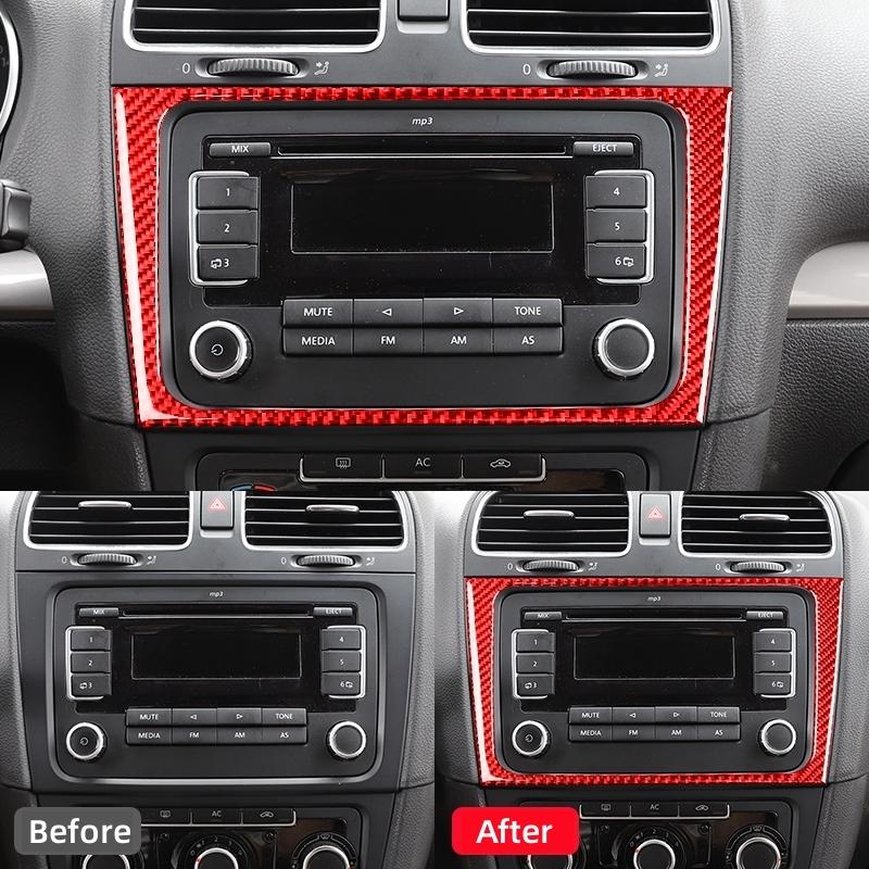 For Volkswagen Golf 6 Gti R MK6 2008-2012 Carbon Fiber Auto Central Control CD Panel Frame Decoration Stickers Car Accessories