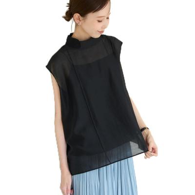 ROPE PICNIC Transparente Bluse mit schwarzem Damen-Unterhemd, (01)