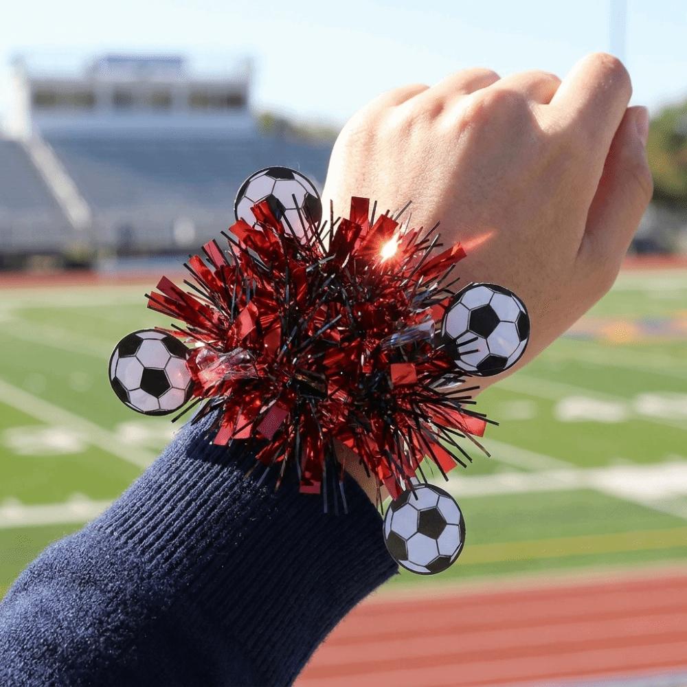 2PCS Reusable Soccer Cheering Wrist Flower Iron Wire Decorative Streamers Match Day Party