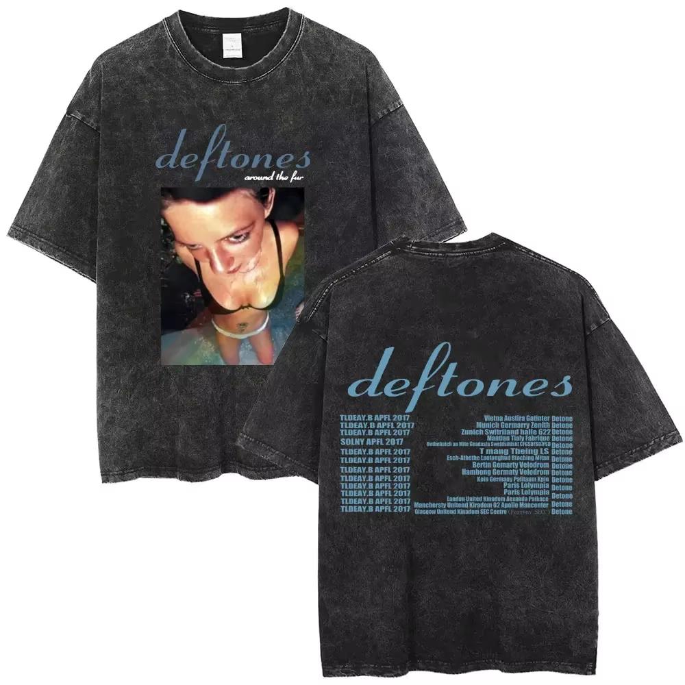 New Arrival Deftones Private Rock Music Vintage Washed Graphic Tee Retro Band Print Oversized Loose Short Sleeve Streetwear Cotton Tees For Men Women