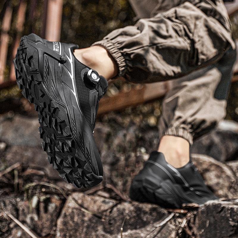 Spring Outdoor Men's Shoes Rotating Button Waterproof and Non-slip Off-road Hiking Shoes Shock-absorbing and Wear-resistant Outdoor Sports