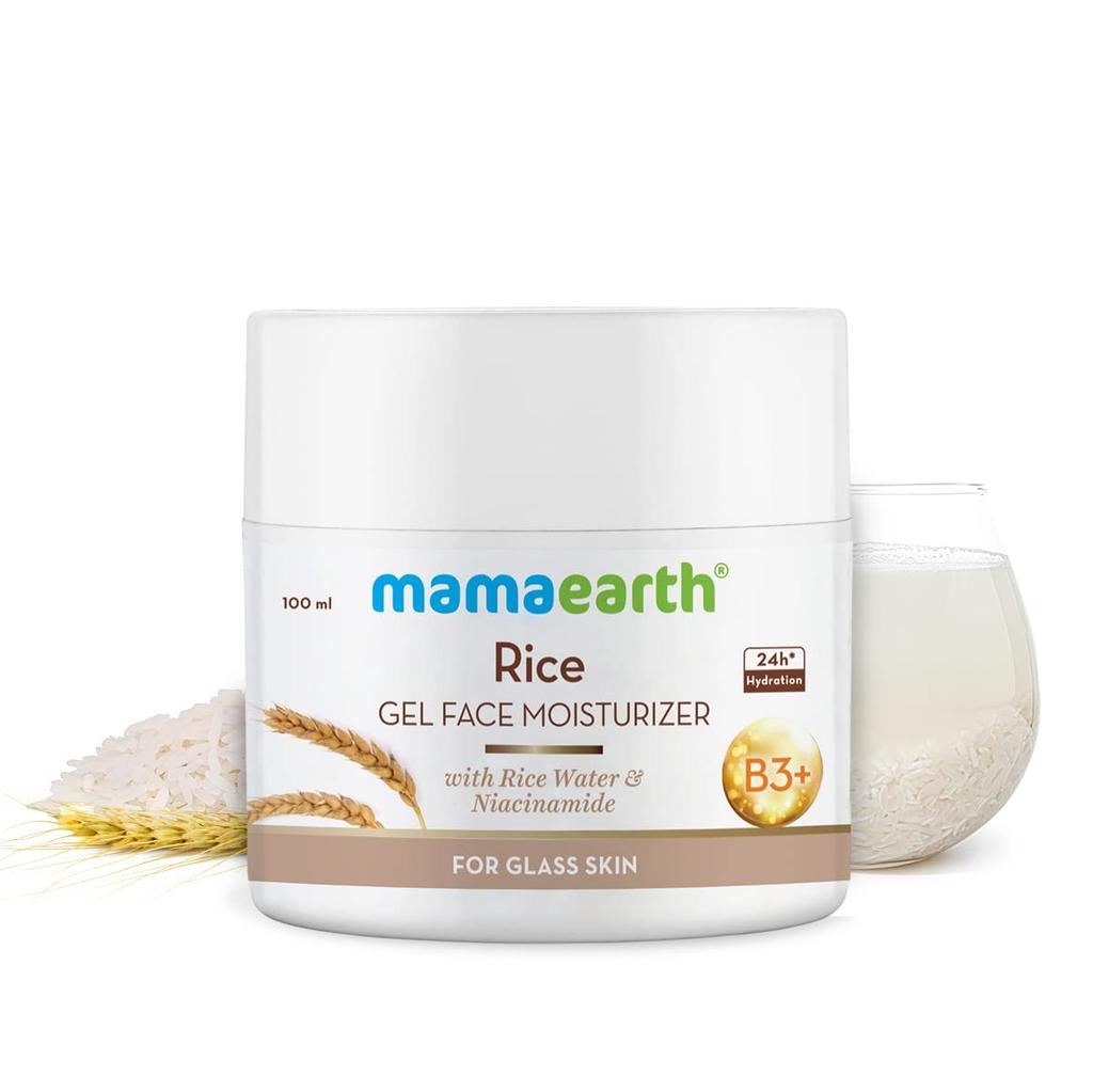 Mamaearth Rice Gel Face Moisturizer For Glass Skin With Niacinamide 100ml | Lightweight Hydration For Smooth Even-Toned Glowing Skin