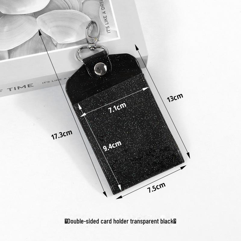 Glitter PVC Double-Sided Keychain Card Holder for IDs and Bank Cards