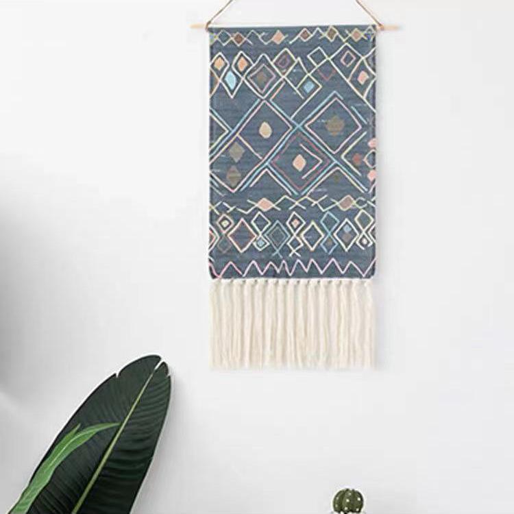 Indian Hand-woven Homestay Fringed Tapestry Decoration Nordic Meter Box Hanging Fabric Background Cloth Bedroom Hanging Cloth