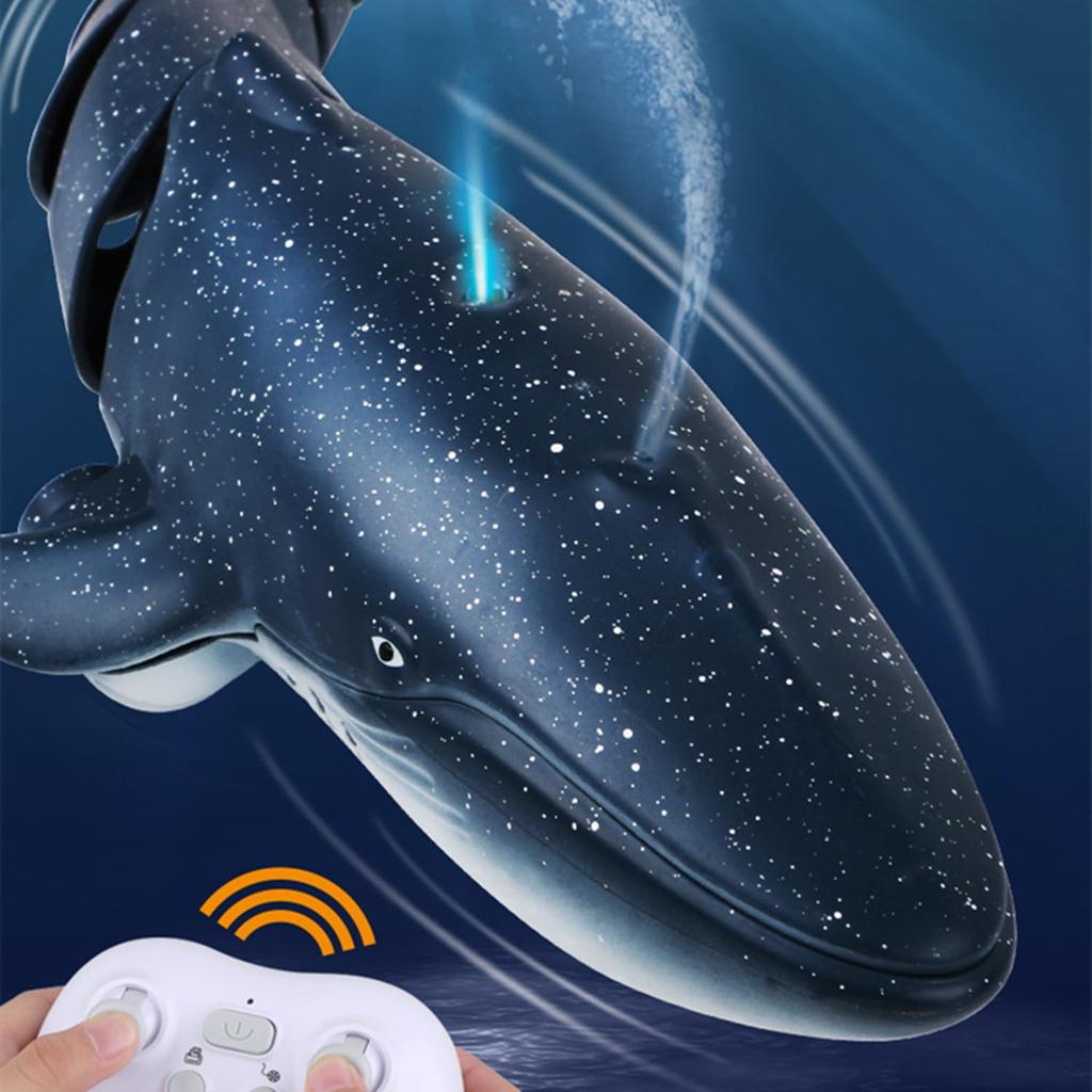 Fernbedienung Walhai Roboter Hai Schnellboot, Neue Version, Wasserdicht, 2,4 GHz Drahtlose Steuerung, Geschenk für Kinder (Schwarz)