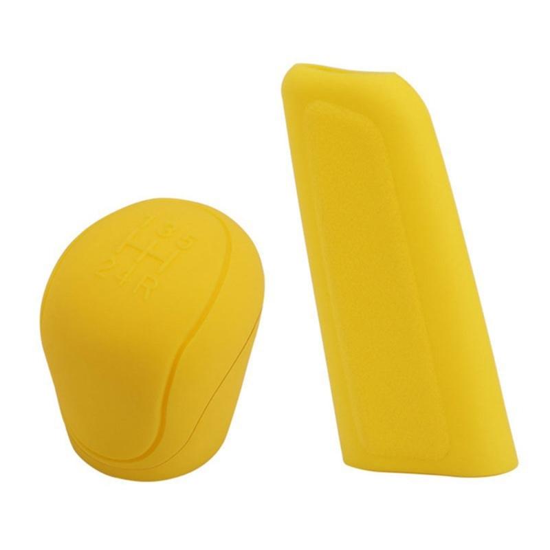 

Чехол на ручку переключения передач автомобиля и чехол на ручник, эластичный, 2 шт./комплект, для женщин и мужчин, подарочный, однотонный, силикон жёлтый