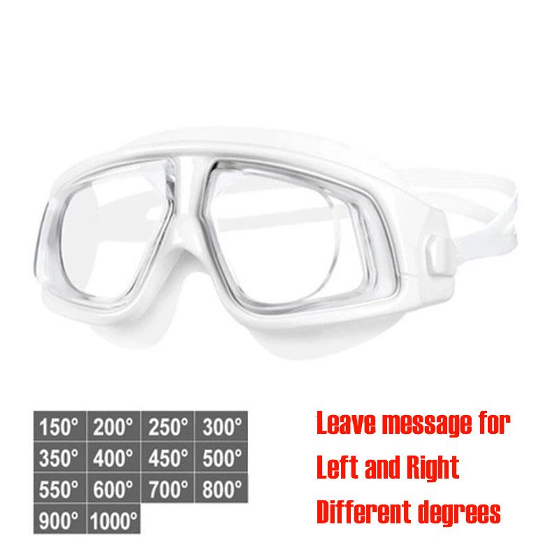 Queshark Adult -1.5 To -10.0 Myopia Swim Eyewear Silicone Anti Fog Swimming Goggles Custom Different Left and Right Eyes