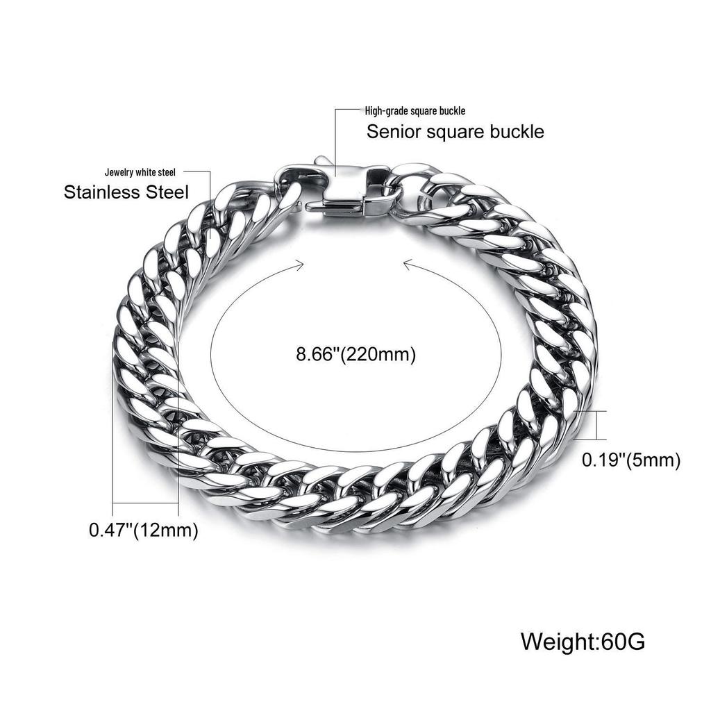 Gold-Plated Titanium Steel Cuban Bracelet, Hip Hop Style, Versatile Thick Chain Necklace.