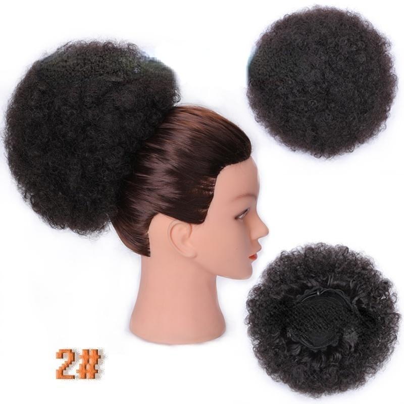 

XINRAN Короткие афро пышные странные вьющиеся хвостики на завязках на завязках для наращивания волос Синтетическое волокно шиньон 2