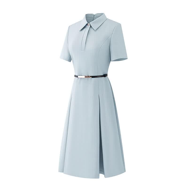 Vestido de Trabalho Feminino com Gola Polo e Manga Curta