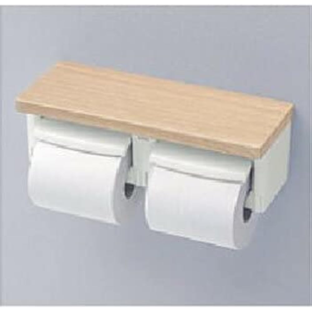 TOTO YH601FMR #EL Double Paper Roll Holder w/ Shelf (Wood), Flushless, Paper Compatible, Light Wo...