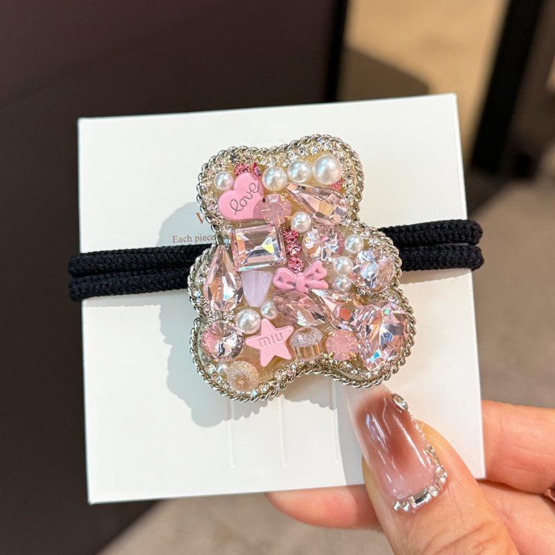 Luxury Rhinestone Pink Bear Hair Clip - New Bangs Accessory