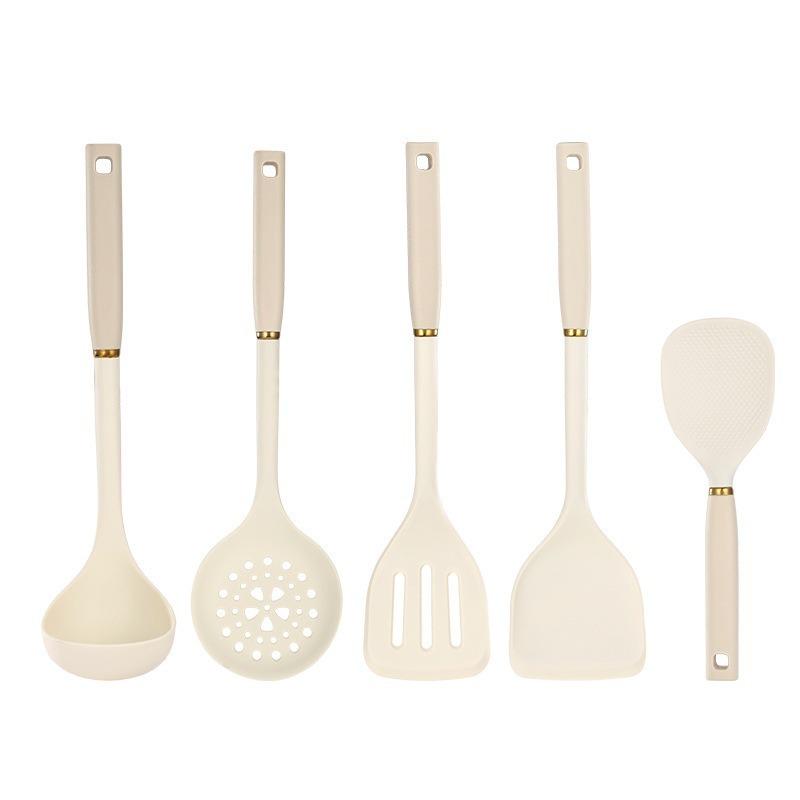 Silicone Handle Kitchen Utensils Two-color Silicone Kitchen Utensils 5-piece Set Silicone Shovel Spoon Rice Spoon Colander