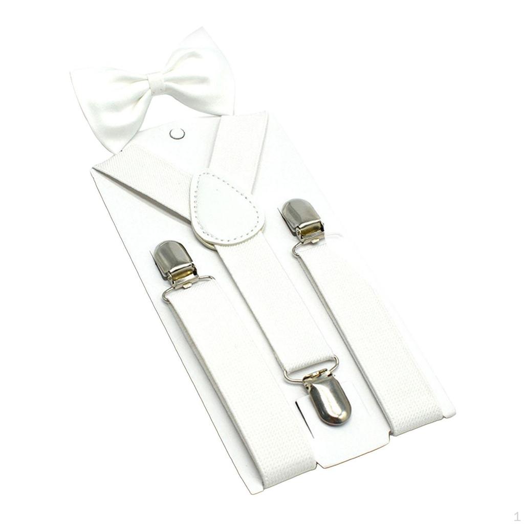 Kids Bow Tie Braces Y Back 3 Clips Adjustable Support for Formal Wear Party Jeans