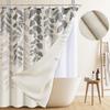 Green Shower Curtains for Bathroom Linen Shower Curtain Nature Themed Plants Leaves Botanical Sage Green and Cream Fabric Cloth