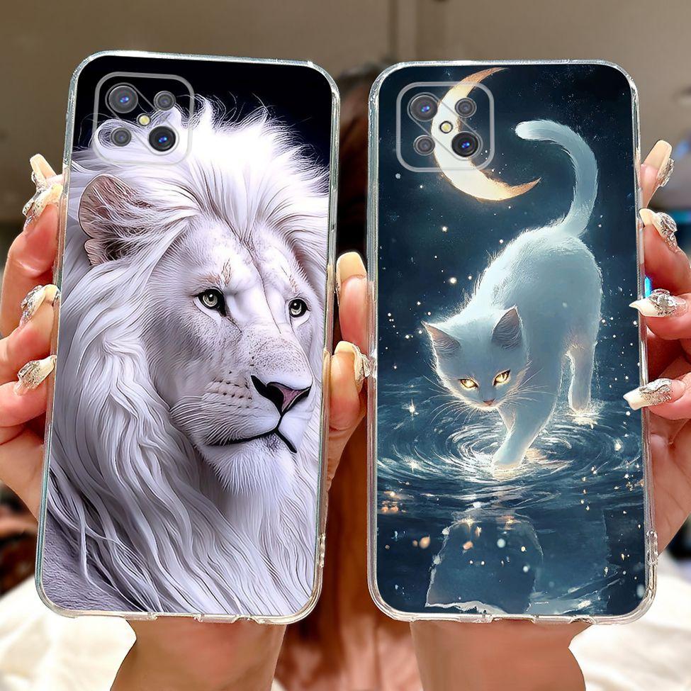 Clear For Oppo Reno 4Z 5G Case Cover CPH2065 Cute Cat Fashion Flowers Painted Soft Back Cover For Oppo Reno4 Z 5G Phone Case