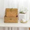 Handmade Seaweed Woven Storage Box, Retro Storage Rack Basket, with Lid Buckle Design, Household Miscellaneous Storage Box