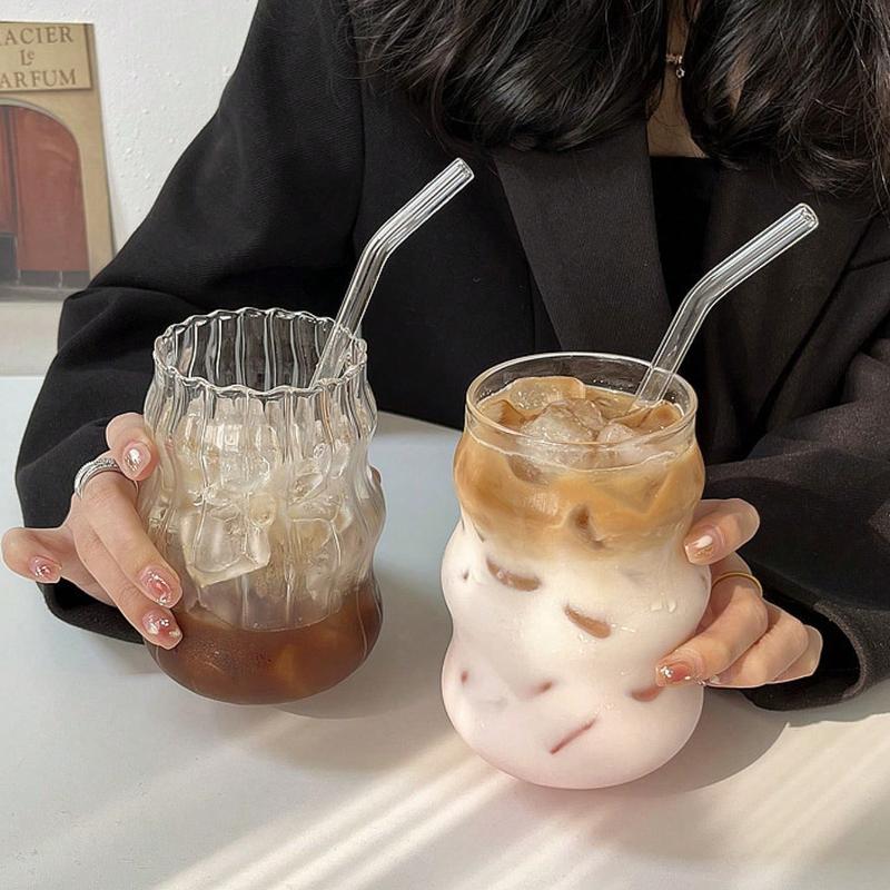 Cloud Cup with Straw for Coffee, High Borosilicate Juice, Spiral Cup, Chubby and Cute, Creative Design with High Aesthetic Value