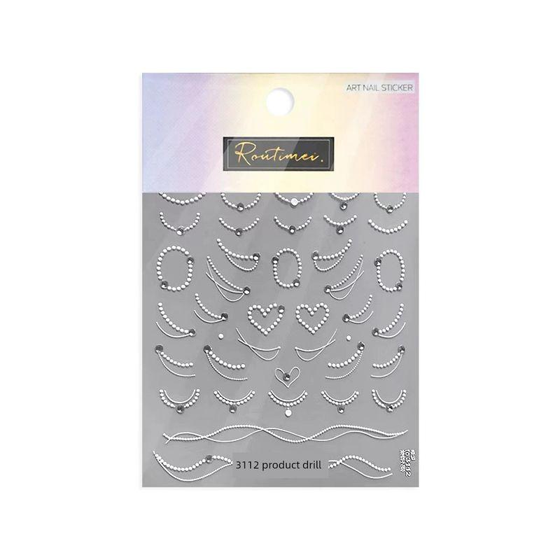 

Tomoni Pearl Chain Nail Art Sticker Bright Crystal Japanese Style Adhesive 5D Internet Hot New Nail Sticker Decoration Pearl Love-Crystal Diamond
