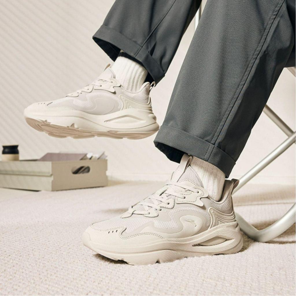 Anta Tide Worship 5.0 Mesh Comfortable Simple Low-Top Lifestyle Casual Shoes Men Sneaker Light-Gray 112448840R-4