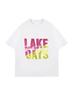 Lake Days Oversized T Shirt Black Pink And Yellow Gradient Text Sun Rays Print Summer Beach Vacation Wear