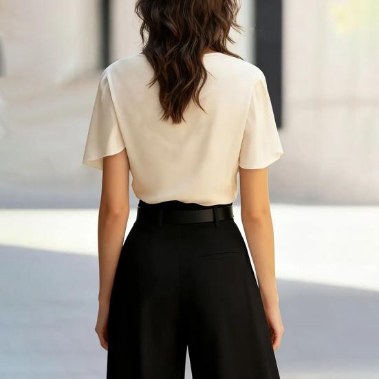 Women Tops Irregular Short Sleeve Regular Fit Shirt Pure Color Loose Fit Lightweight Shirt Work Parties Casual Wear