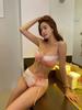 Zweiteiliger Push-Up-Bikini im koreanischen Stil für Damen mit Neckholder, Unterstützung für kleines Dekolleté und formendem Effekt – Perfekt für Resort- und Thermalbad-Bademode