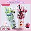 Girls Creative Cartoon Double Compartment Water Bottle With Straw For Students And Gifts