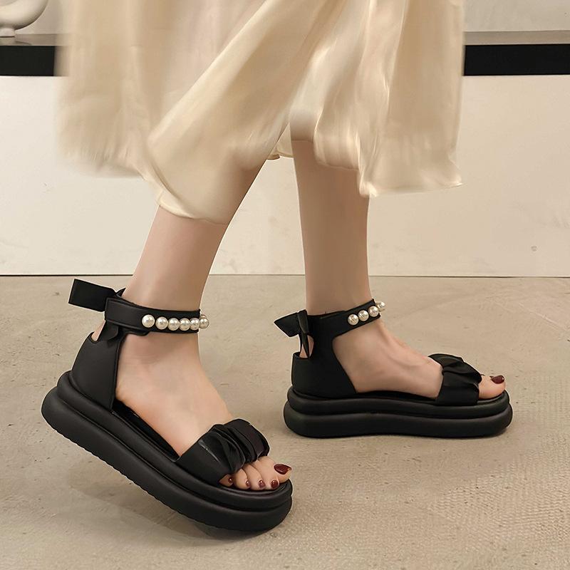 French Platform Beautiful Sandals Women's 2025 New Summer Wear with Skirt Super Fire Beach Roman Shoes