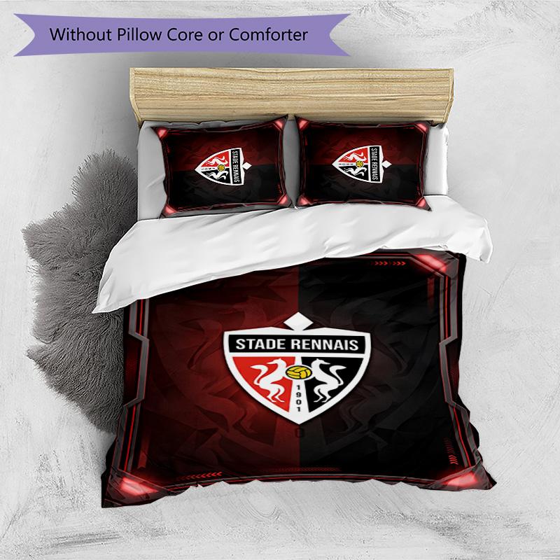 Stade Rennais FC Printed 3PCS Bedding Set Breathable Duvet Cover with Pillowcases Decorative Bed Linen for Bedroom Home
