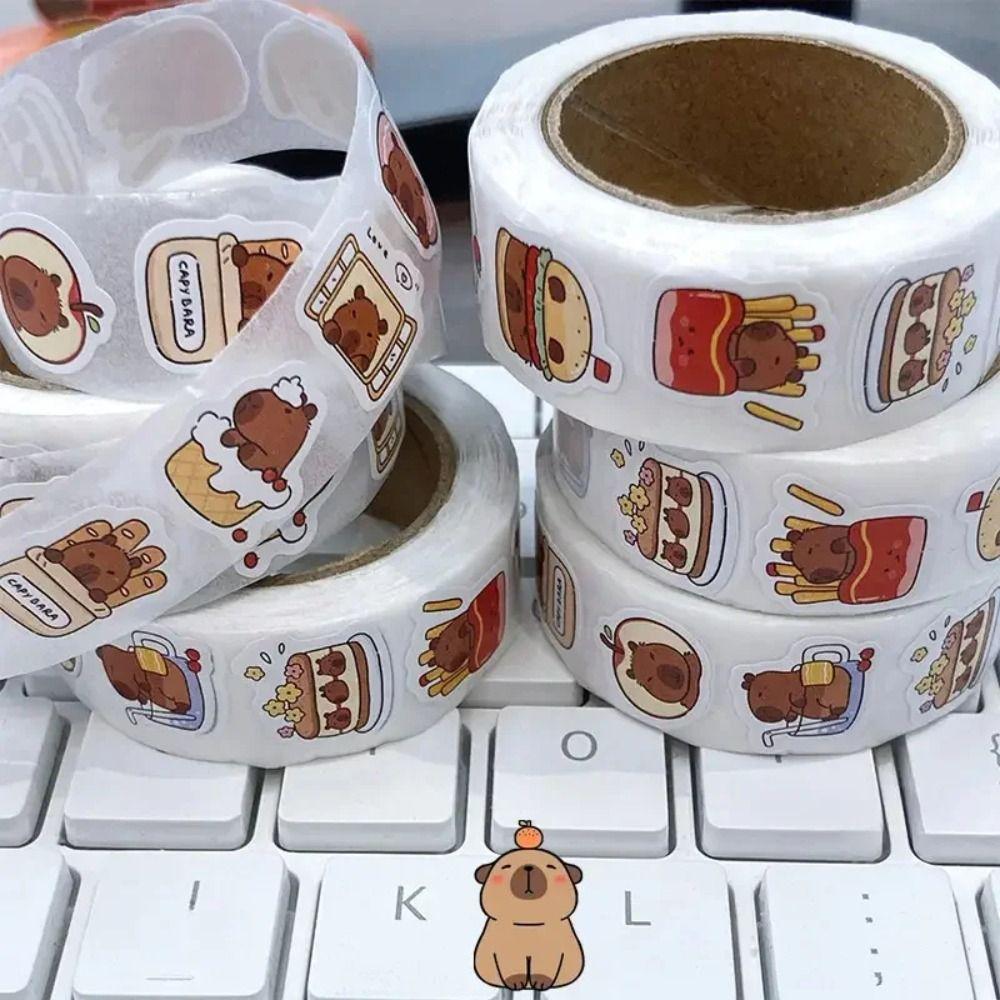 500pcs PVC Capybara Stickers Motivational Stationery Label Cute Self-Adhesive Decals  Note
