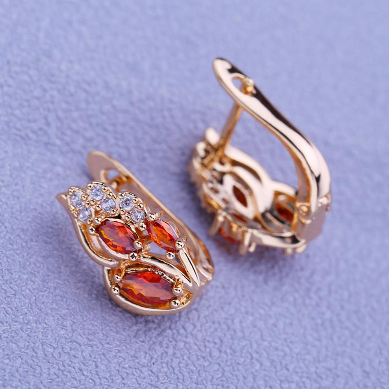 LSOOYH klipové náušnice růžové zlato módní náušnice pro ženy duté náušnice z kubického zirkonu šperky šperky