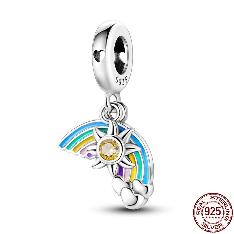 S925 Sterling Silver Luminous Colorful Fireflies Charms Fit  Bracelet Bead DIY Jewelry For Women Gift Hot Sale