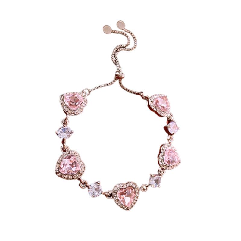 Zircon Heart Korean Style Pull-Out Bracelet - High-End, Light Luxury, Sweet, Versatile Temperament Jewelry