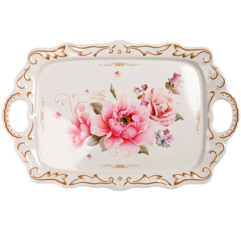 Light Luxury Retro Melamine Serving Tray with Handles